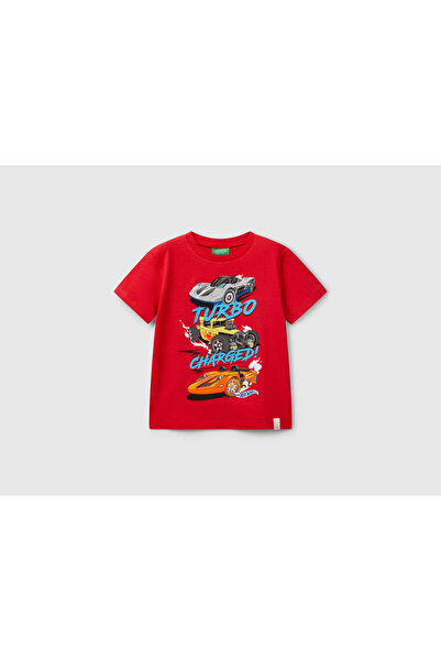 United Colors of Benetton Pamuklu Erkek Çocuk Araba Figürlü Tişört