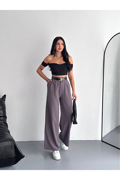 Zula Moda Kadın Kemerli Pensli Pantolon