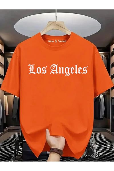 New Shine In Cart 6 and Above Purchases Get 1 T-Shirt Gift - Los Angeles Text Printed Oversize T-Shirt
