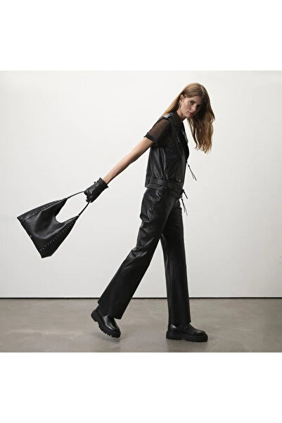 Desa Algoma Siyah Kadın Deri Pantolon