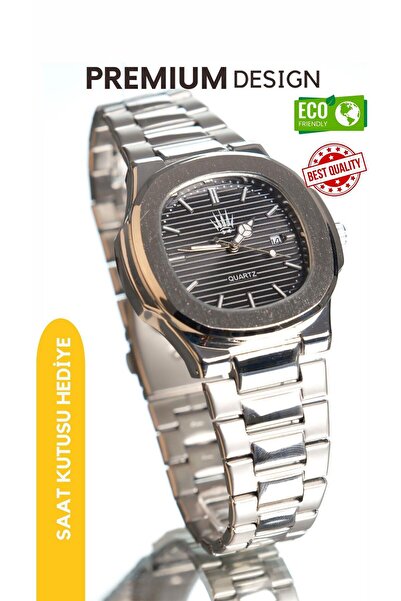 WATCHOFROYAL Nautilus Silver Black Kol Saati