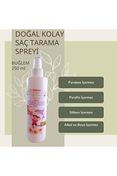 BUĞLEM %100 Doğal 250 ml Kolay Tarama Saç Spreyi Çocuklar Ve Yetişkin Için Sağlıklı Doğal Saçlar Badem Özü