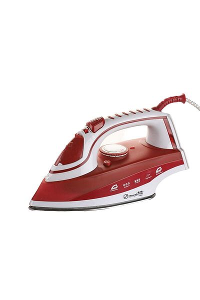 Hausberg Iron Hb-7831rs, 2200w, Stainless Steel Soleplate, Spray Function, 400ml Water Tank, Red