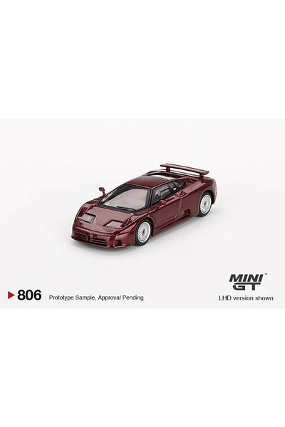mini gt مجموعة بوجاتي Eb110 Gt للأطفال 1/64 باللون الأحمر الداكن المعدني