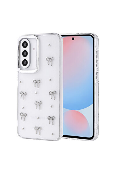 m.tk moveteck Samsung Galaxy A56 Bow Pattern Transparent Case Glitter Shockproof Bow Tie Glitter Cover