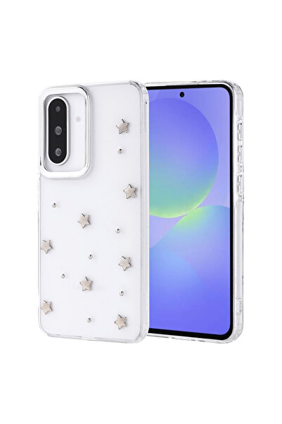 m.tk moveteck Samsung Galaxy A26 Fiyonk Desenli Şeffaf Kılıf Simli Darbeye Ka...