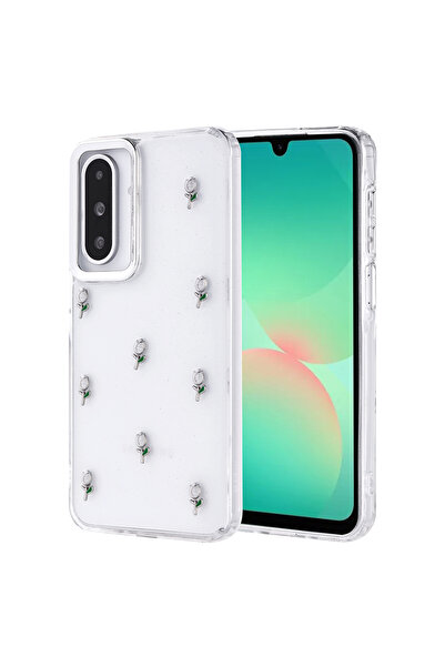 m.tk moveteck Samsung Galaxy A17 Kılıf Fiyonk Desenli Şeffaf Simli Darbeye Ka...