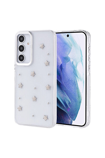 Nezih Case Samsung Galaxy A55 Kılıf Airbag Tasarımlı Simli Şeffaf Desenli Kapak