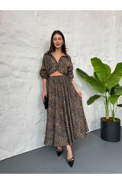 Elif Özbey Butik Μακριά φούστα με σχέδιο λεοπάρ