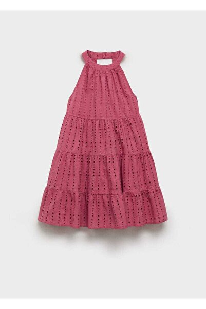 MANGO Kids İşlemeli halter yaka elbise
