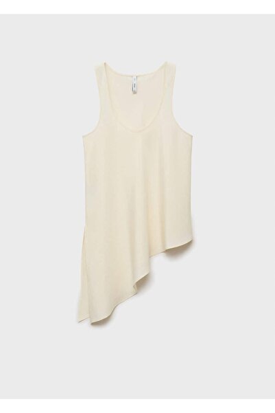 MANGO Woman Ασύμμετρη μπλούζα lyocell