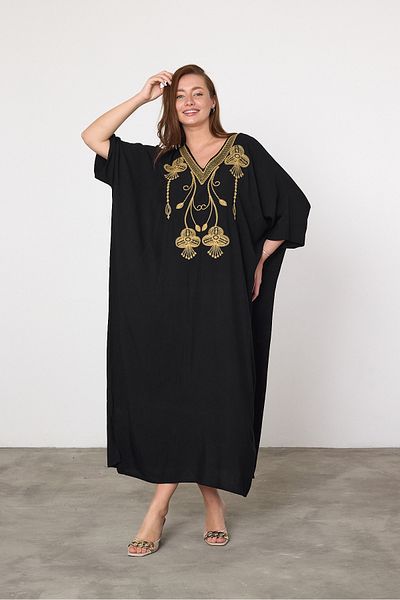 THE CABIN Women's Plus Size Ethnic Patterned Design Dress
