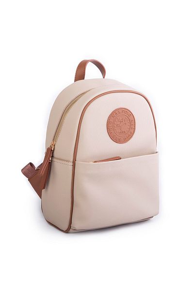 Getcho Pascal Beige Women's Daily City Style Molded Backpack Zippered Minimal Lightweight Convenient Design