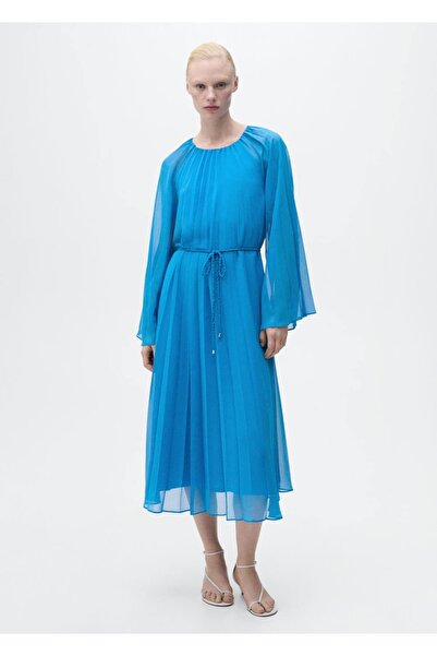 MANGO Woman Pilili çan kollu elbise