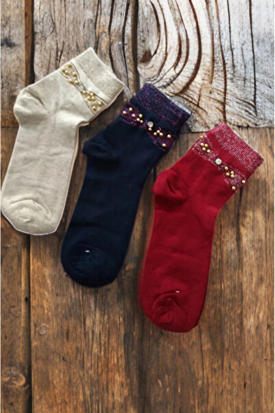 Ervo Reklam Stone Bead Embroidered Summer Socks for Size 36<37