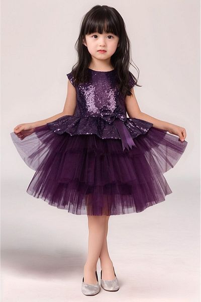 ABİYEKİDS Children's Evening Dress / Party Dress, Sequined Plum / 23Nisan Dress Aby181