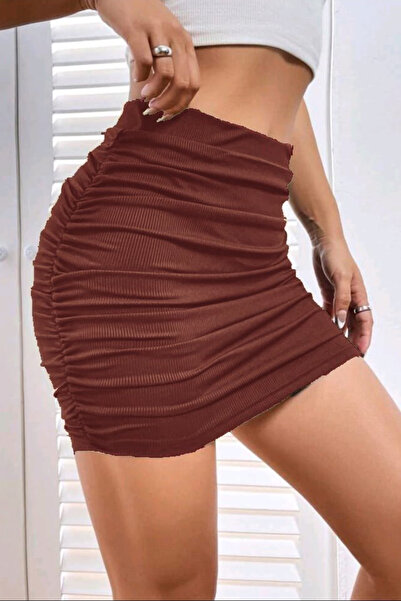 BENİMOLMALI Fusta mini, camisole din bumbac, fustă bodycon cu pliuri laterale...
