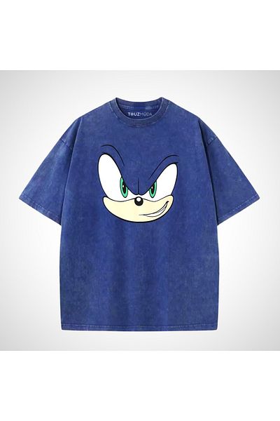 Touz Moda Tricou vintage oversize, lavabil, imprimat Sonic