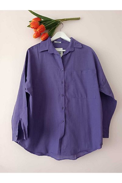 HC Boutique Cămașă oversize din in, cu un singur buzunar