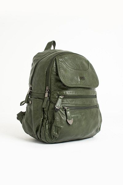 571 Collections Çanta Green Faux Leather Backpack - Model 571-11-12G