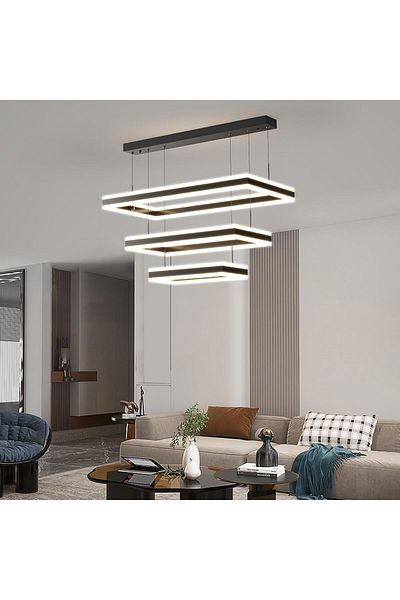 A F N LIGHTING AFN Minimalist Black Square Pendant Chandelier - Dimmable Ceiling Light
