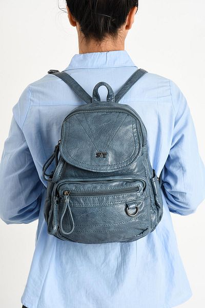 571 Collections Çanta Rucsac moale din piele artificială albastră - Model 571-11-12H
