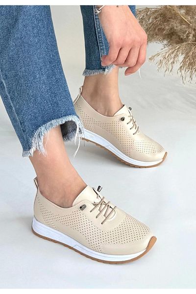 KAZAX Tone Beige Skin Lace-Up Sneakers