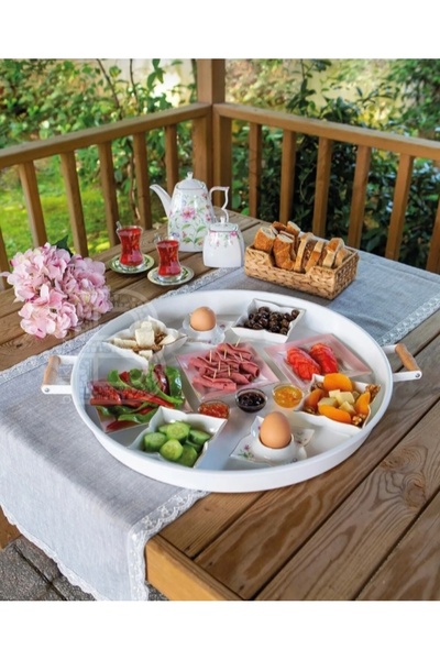 Home Metal Tray with Wooden Handles Tea Tray, Presentation Tray