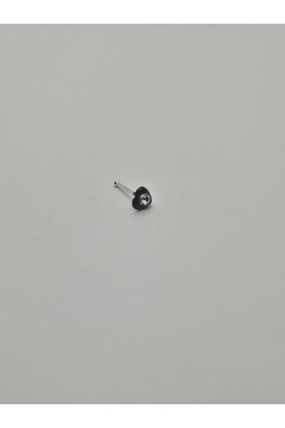 Set 925 Ayar Gümüş Siyah Kaplamalı Tek Zirkon Taşlı ''KALP'' Hızma ( En:3 mm ...