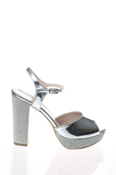 MFT AYAKKABI Single Strap Platform Heeled Stone Evening Dress Shoes