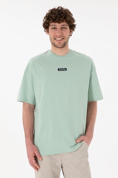 U.S. Polo Assn. تي شيرت رجالي ذو مقاس كبير وياقة دائرية باللون الأخضر المائي 50305923 -vr048