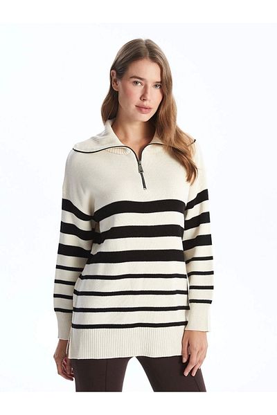 LC Waikiki Lcw Modest Ecru Stand Collar Women's Knitwear Sweater