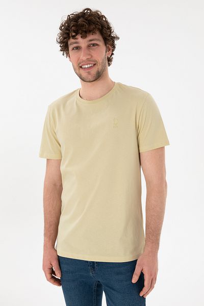 U.S. Polo Assn. Men's Regular Fit Crew Neck Light Khaki Basic T-Shirt 50305924-Vr183