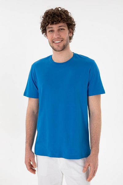 U.S. Polo Assn. Men's Regular Fit Crew Neck Cobalt Blue Basic T-Shirt 50305928-Vr077