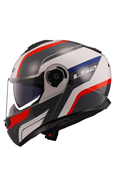 LS2 STROBE 2 ÇENE AÇILIR KASK MONZA SİYAH BEYAZ KIRMIZI
