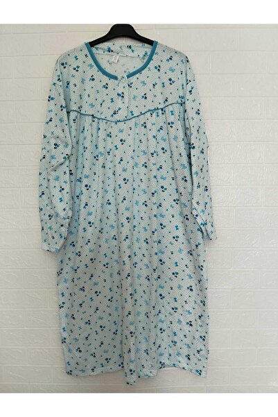 anne moda ankara Cămașă de noapte pentru mama din bumbac oversize de iarnă - cu panglică, 3 nasturi, mărime mare