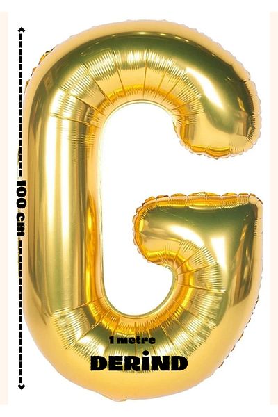 DERİND Gold Letter F Helium Balloon - 100Cm-1Meter- Easy Inflation - Birthday