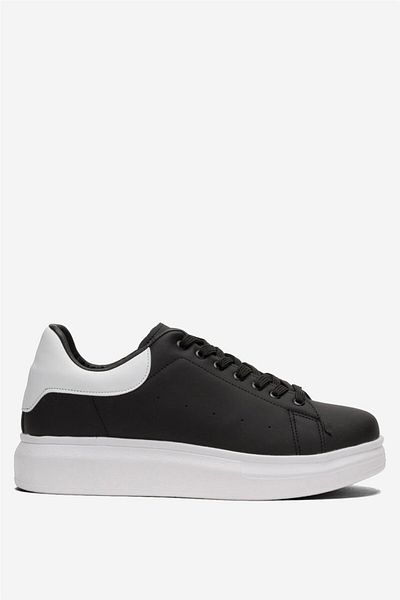 Liger Unisex Ψηλή σόλα Casual Sports Sneaker Παπούτσια ΜΑΥΡΟ-ΛΕΥΚΟ