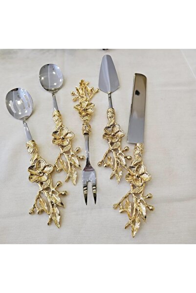 BULUTHOMEAKSESUAR طقم تقديم وردة ذهبية يابانية مكون من 5 قطع