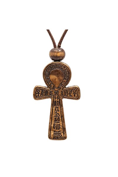 Sipylum Isme Özel El Yapımı Ankh Boncuklu Ahşap Kolye, Ankh, Nil'in Anahtarı, Antik Mısır, Tılsım, Şans