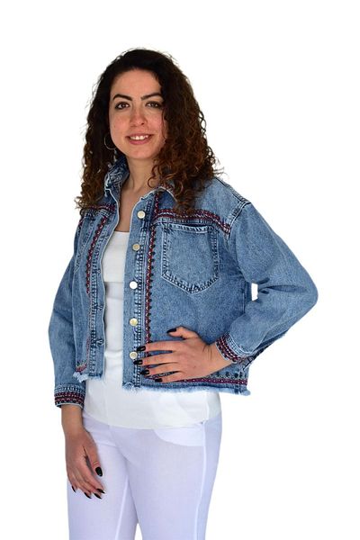 BAGLAN Cămașă de damă din denim brodat BGL-ST04245
