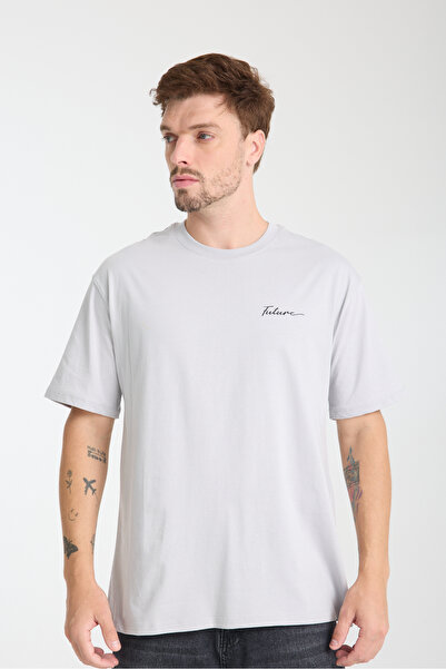 KAPHONE Tricou oversize pentru bărbați, cu decolteu, cu imprimeu viitor