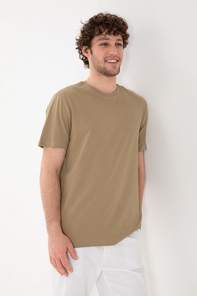 U.S. Polo Assn. Men's Regular Fit Crew Neck Khaki Basic T-Shirt 50305928-Vr027