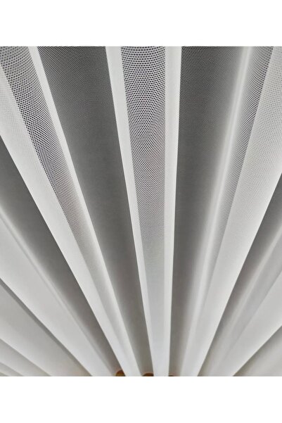 FİBELA PERDE CULOARE ALBĂ, 1/3 pliată, modernă, elegantă, simplă, din tul grecesc, nu necesită călcat, nu se zgârie (pliat cu pliuri fine)