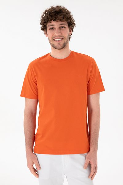 U.S. Polo Assn. Men's Regular Fit Crew Neck Pomegranate Flower Basic T-Shirt 50305928-Vr039