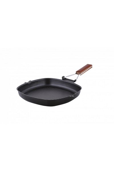 ertone Tigaie Grill Ert-mn-528, Material Din Aluminiu Turnat, 28cm, Design Ergonomic, Negru