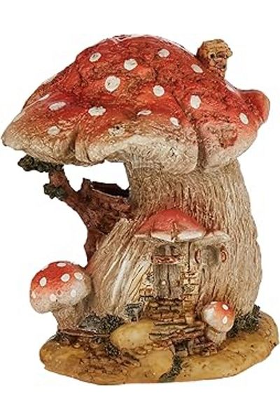 Mu Art Ahşap Top Collection Miniature Fairy Garden and Terrarium Red Mushroom Fairy House