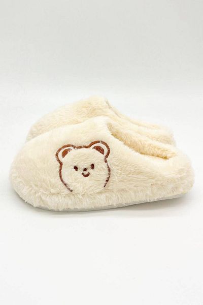 İKLİM LİFE Teddy Bear Printed Plush Women's House Slippers