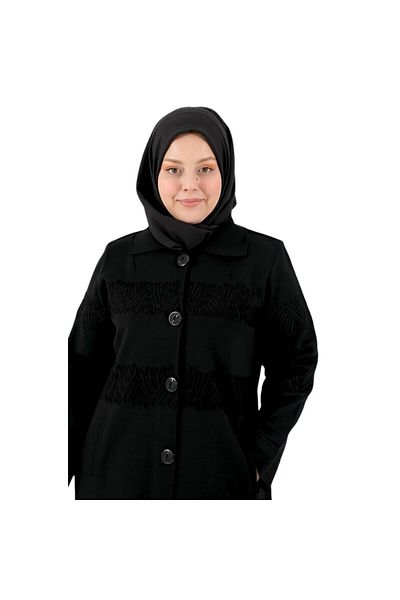 Nihomall20 Palton Hijab cu design de procesare și buzunare