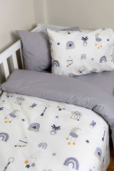 BABYNENA Rainbow Patterned Baby & Kids Duvet Cover Set, Gray, 100X150 cm